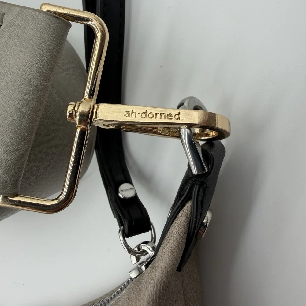 Calvin Klein Elaine Hobo Large Shoulder Bag Slouchy Hobo Wide Strap Gray Combo